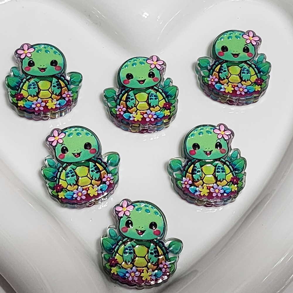 Turtle Beads 2 Pcs Focal Bead Beaded Pen Crafts Phone Chain Acrylic Charms